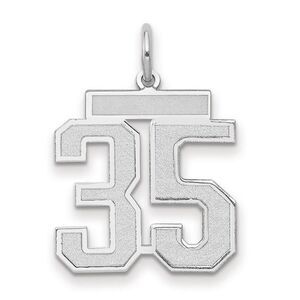 14k White Gold, Jersey Collection, Medium Number 35 Pendant